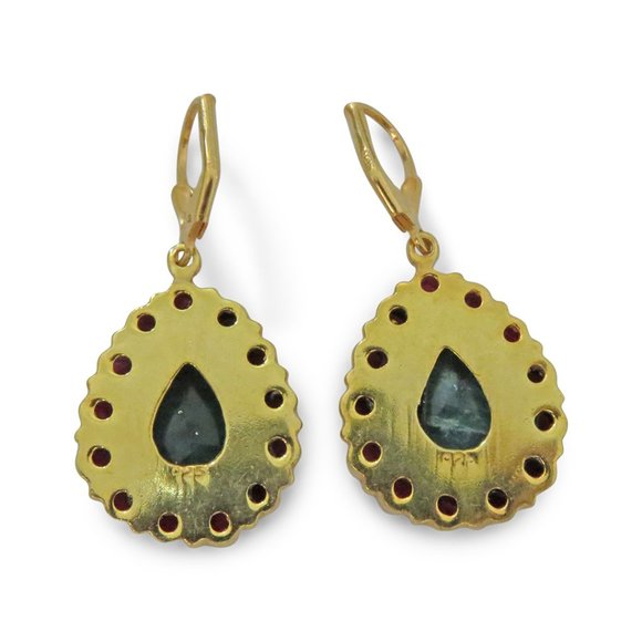 18k Gold 5 CARAT Ruby & 12 CARAT Emerald earring - Picture 6 of 6